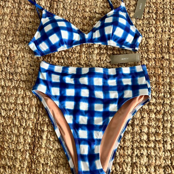J CREW French bikini top and matching bottom in gingham NWT - Picture 2 of 12